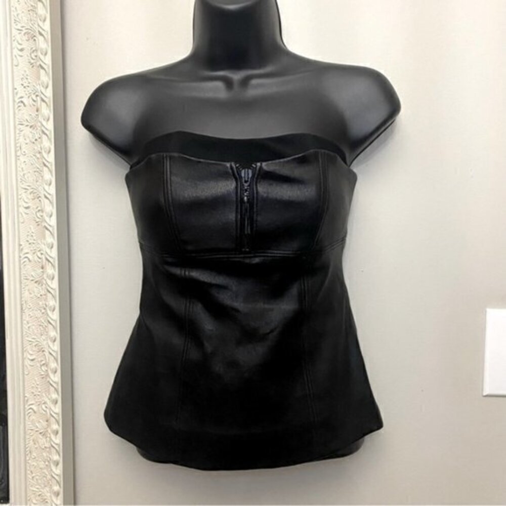 Alice + Olivia Genuine Leather Strapless Bustier